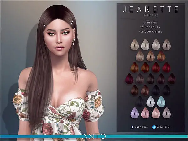 Anto Jeanette Hairstyle ~ The Sims Resource for Sims 4