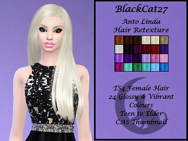Anto`s Linda Hair Retextured by BlackCat27 ~ The Sims Resource for Sims 4