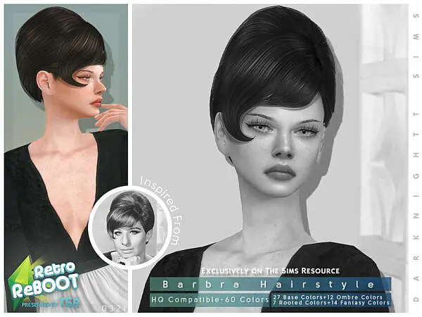Barbra Hair by DarkNighTt ~ The Sims Resource for Sims 4