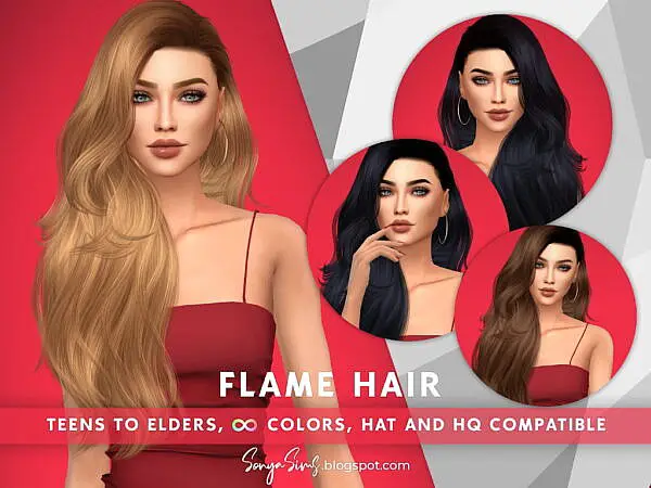 Flame Hair ~ Sonya Sims for Sims 4