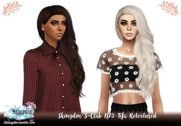 S Club`s N73 Tifa Hair Retextured ~ Shimydim for Sims 4