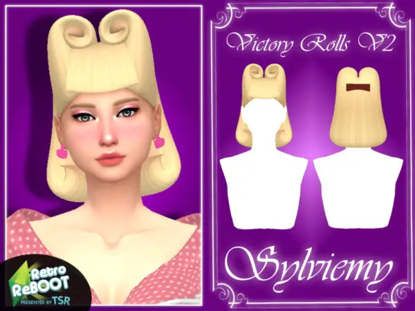 Victory Rolls Hair V2 byv Sylviemy ~ The Sims Resource for Sims 4