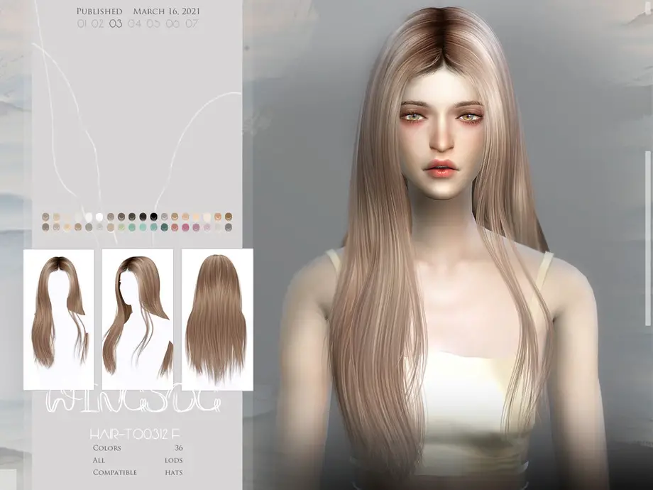 WINGS TO0312 Hair The Sims Resource Sims 4 Hairs   WINGS TO0312 Sims 4 Cc 