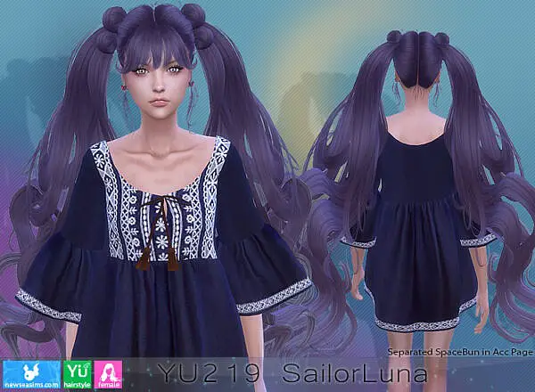 YTU 219 SailorLuna Hair ~ NewSea for Sims 4