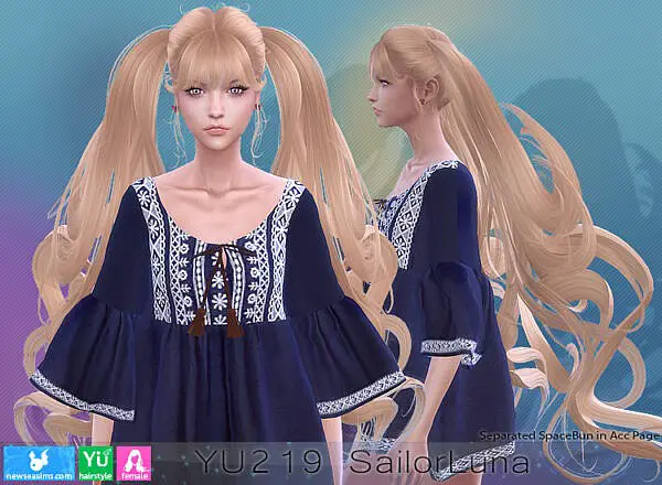 YTU 219 SailorLuna Hair ~ NewSea for Sims 4