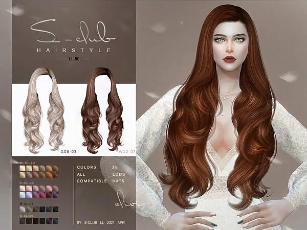 LL Hair n80 by S Club ~ The Sims Resource for Sims 4
