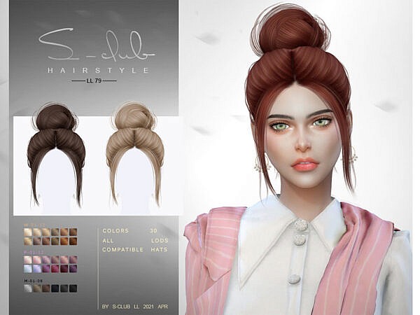 LL Hair n79 by S Club ~ The Sims Resource for Sims 4