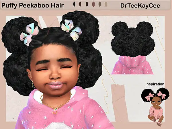 Puffy Peek A Boo Hairstyle by drteekaycee ~ The Sims Resource for Sims 4