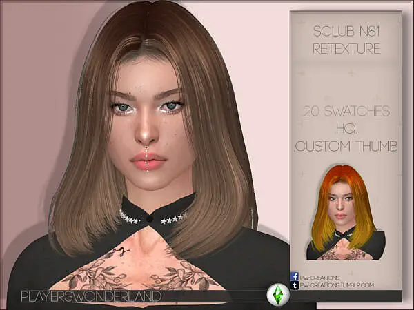 Sclub`s N81 Hair Retextured by PlayersWonderland ~ The Sims Resource for Sims 4