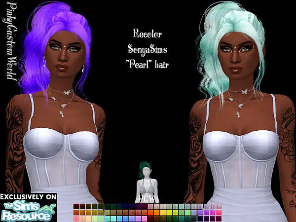 SonyaSims Pearl hair recolored  by PinkyCustomWorld ~ The Sims Resource for Sims 4