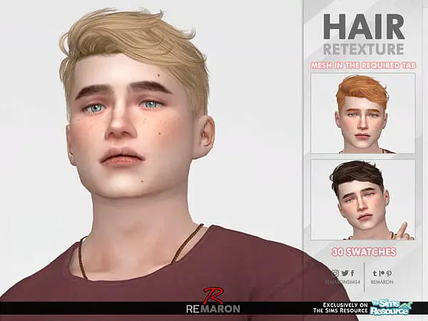 TZ 1008 Hair Retextured by remaron ~ The Sims Resource for Sims 4
