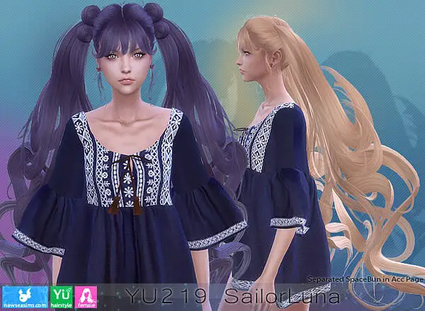 YTU 219 SailorLuna Hair ~ NewSea for Sims 4