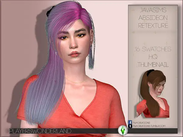 JavaSims Absideon Hair Retextured by PlayersWonderland ~ The Sims Resource for Sims 4