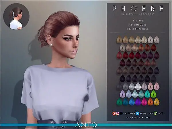 Anto`s Phoebe Hair ~ The Sims Resource for Sims 4