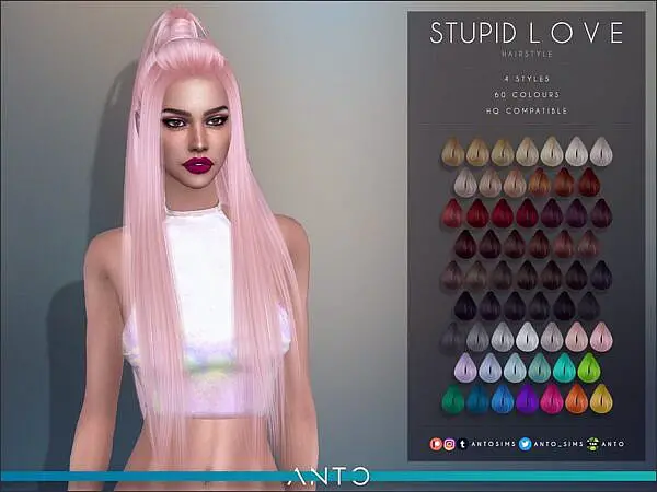 Anto`s Stupid Love Hair ~ The Sims Resource for Sims 4