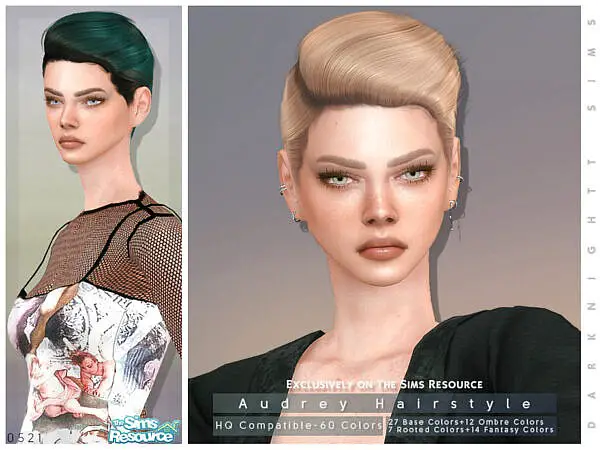 Audrey Hairstyle by DarkNighTt ~ The Sims Resource for Sims 4