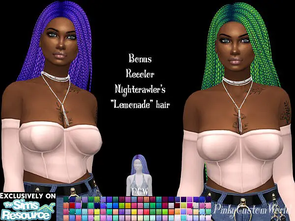 Bonus recolor of Nightcrawlers Lemonade hair by PinkyCustomWorld ~ The Sims Resource for Sims 4