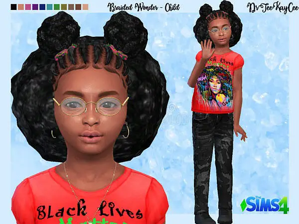 Braided WonderHair for Child by drteekaycee ~ The Sims Resource for Sims 4