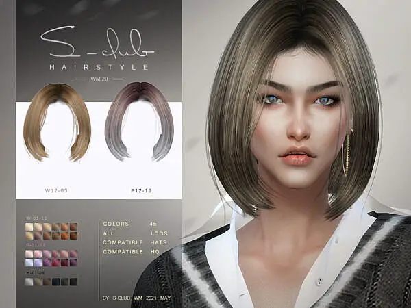 Hair 202120 by S Club ~ The Sims Resource for Sims 4