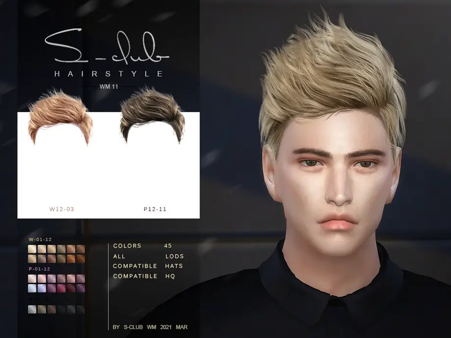 Hair 202122 by S-Club ~ The Sims Resource - Sims 4 Hairs