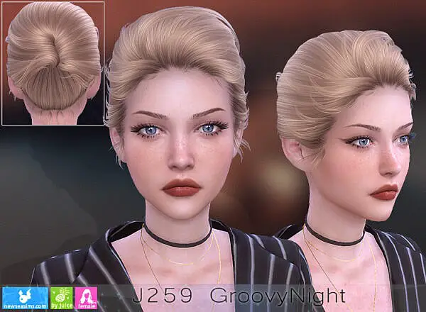 J259 Groovy Night Hairstyle ~ NewSea for Sims 4