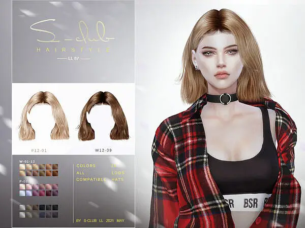 LL Hair n87 by S Club ~ The Sims Resource for Sims 4