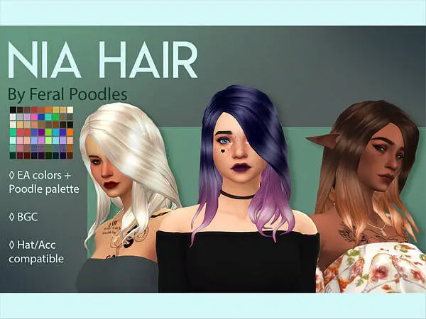 Nia Hair by feralpoodles ~ The Sims Resource for Sims 4
