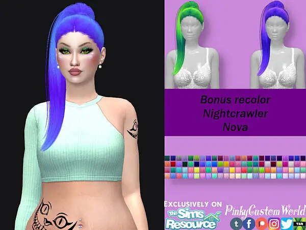 Nightcrawlers Nova hair recolor by PinkyCustomWorld ~ The Sims Resource for Sims 4