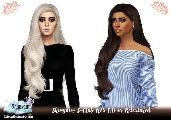 S Club N76 Olivia Hair Retexture ~ Shimydim for Sims 4