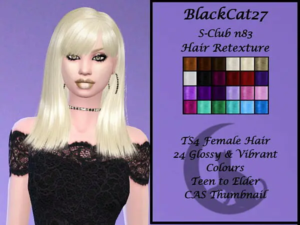 S Club`s N83 Hair Retexture by BlackCat27 ~ The Sims Resource for Sims 4