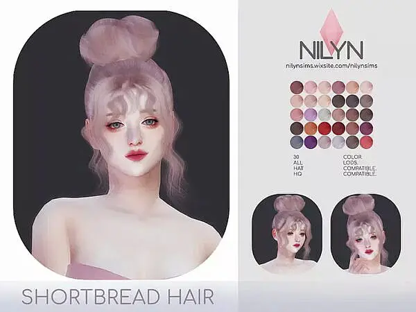 Shortbread Hair ~ Nilyn Sims 4 for Sims 4