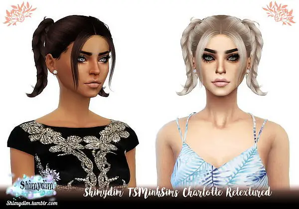 Tsminh`s Charlotte Hair Retexture Shimydim Sims 4 Hairs