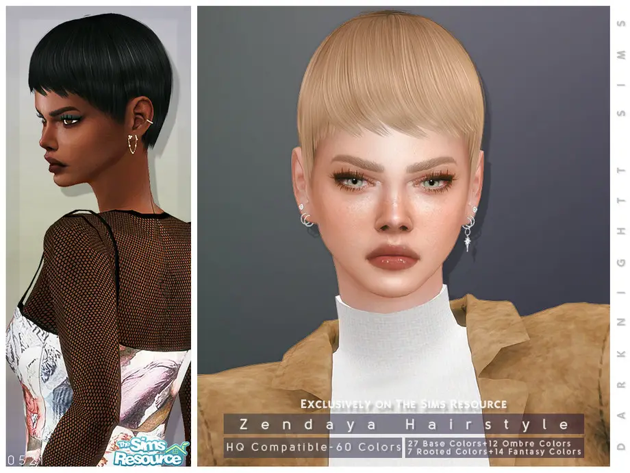 Zendaya Hairstyle By Darknightt ~ The Sims Resource Sims 4 Hairs