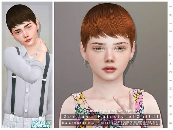 Zendaya Hairstyle for Child by DarkNighTt ~ The Sims Resource for Sims 4