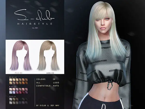 Hairstyle N83 by S Club ~ The Sims Resource for Sims 4