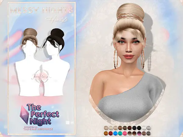 Messy Nights hair by JavaSims ~ The Sims Resource for Sims 4