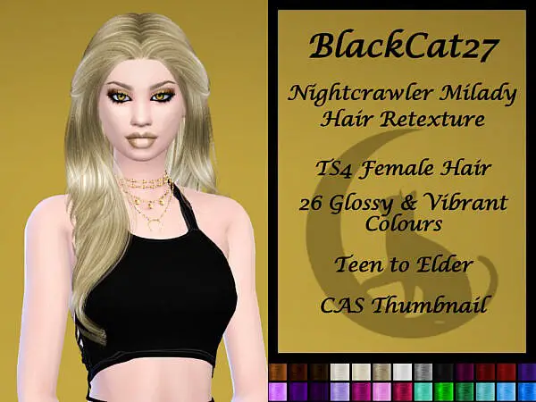 Nightcrawler`s Milady Hair Retextured by BlackCat27 ~ The Sims Resource for Sims 4