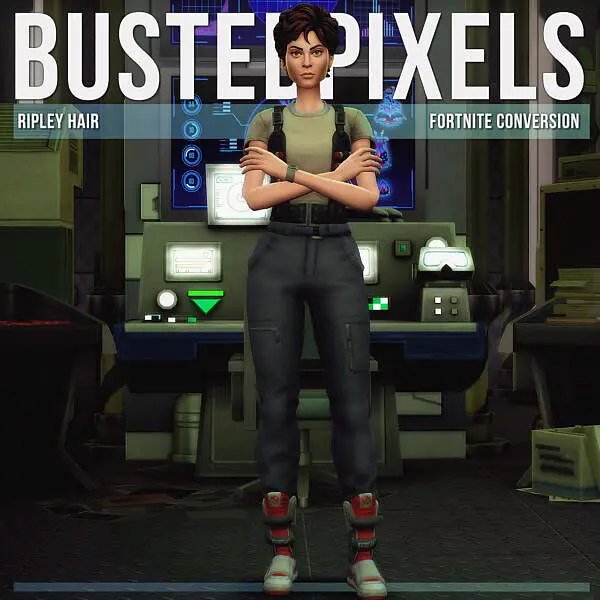 Fortnite Ripley Hair Conversion/Edit ~ Busted Pixels for Sims 4