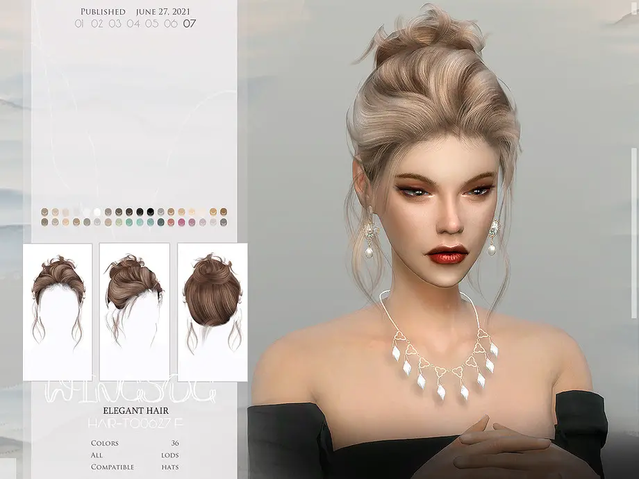 The Sims Resource Elegant Updo Hair Retextures 19 In 2558