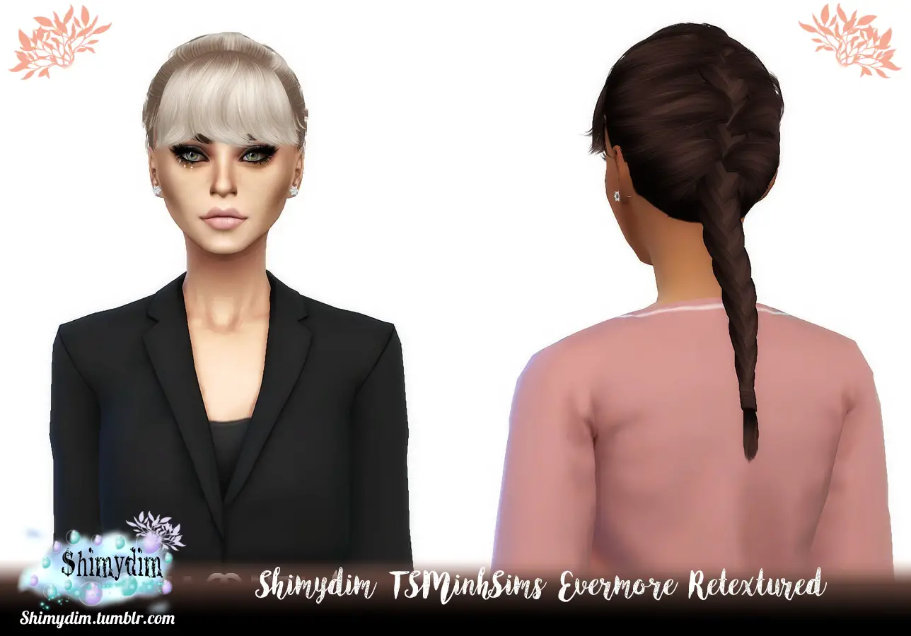 Tsminh`s Evermore Hair Retextured Shimydim Sims 4 Hairs