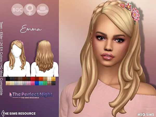 The Perfect Night   Emma Hair by MSQSIMS ~ The Sims Resource for Sims 4
