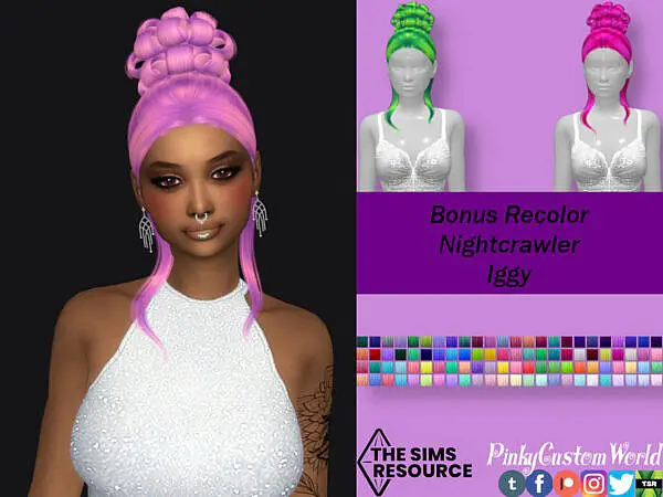 Nightcrawlers Iggy hair recolored by PinkyCustomWorld ~ The Sims Resource for Sims 4