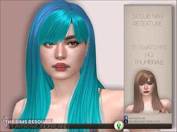 Sclub`s N83 Hair Retextured by PlayersWonderland ~ The Sims Resource for Sims 4