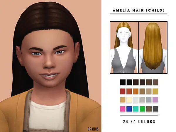 Amelia Hair Child by OranosTR ~ The Sims Resource for Sims 4