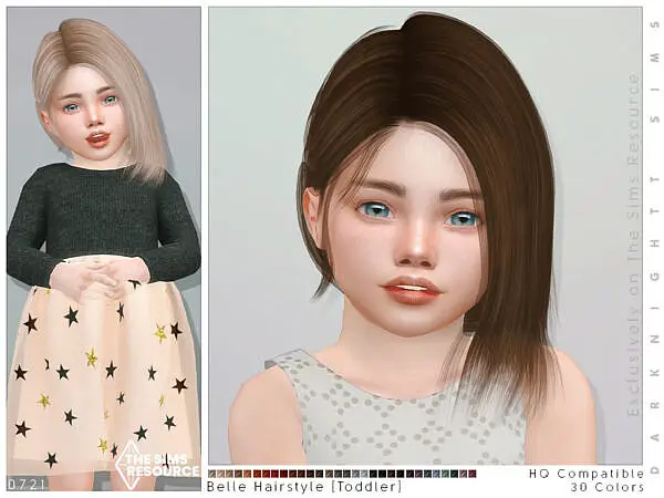 Belle Hairstyle Toddler by DarkNighTt ~ The Sims Resource for Sims 4