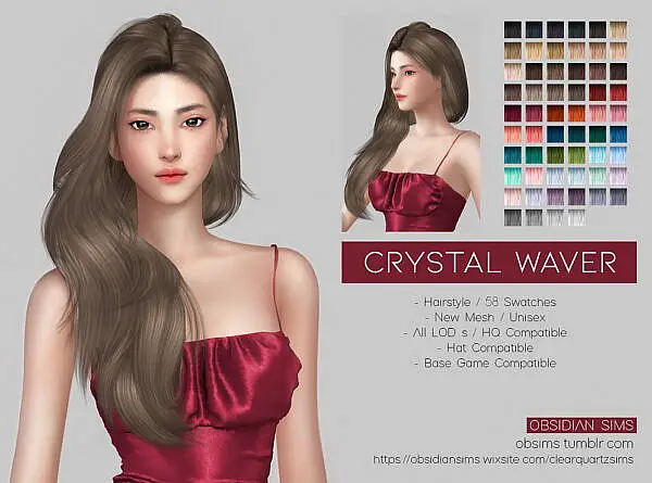CRYSTAL WAVER HAIR ~ Obsidian Sims for Sims 4