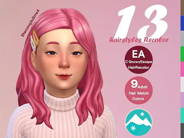 Child SnowyEscape Hair Recolor Set by jeisse197 ~ The Sims Resource for Sims 4