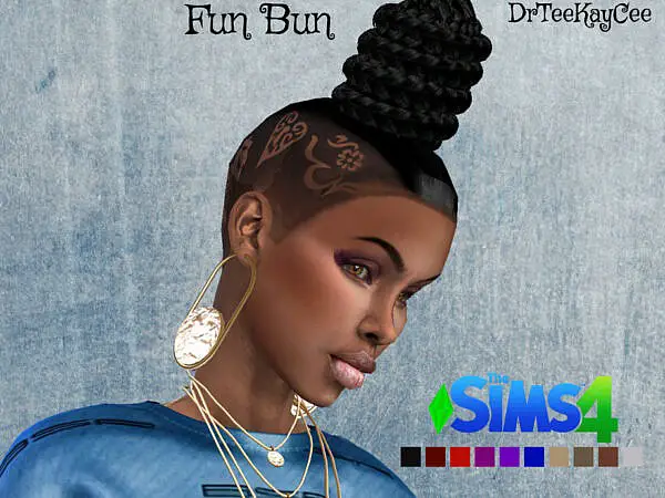 Fun Bun Hairstyle by drteekaycee ~ The Sims Resource for Sims 4