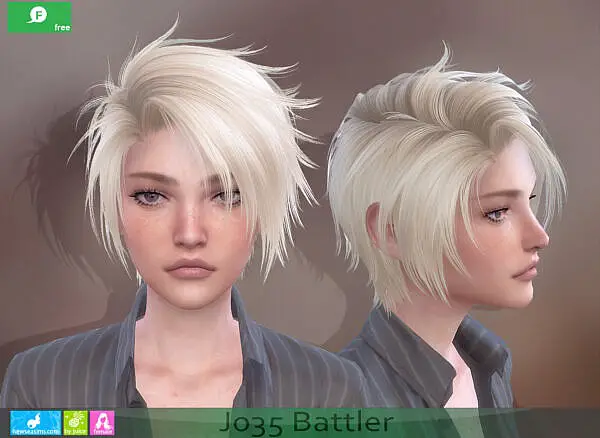 J035 Batler Hair F ~ NewSea for Sims 4