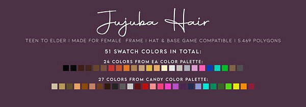 JUJUBA HAIR ~ Candy Sims 4 for Sims 4